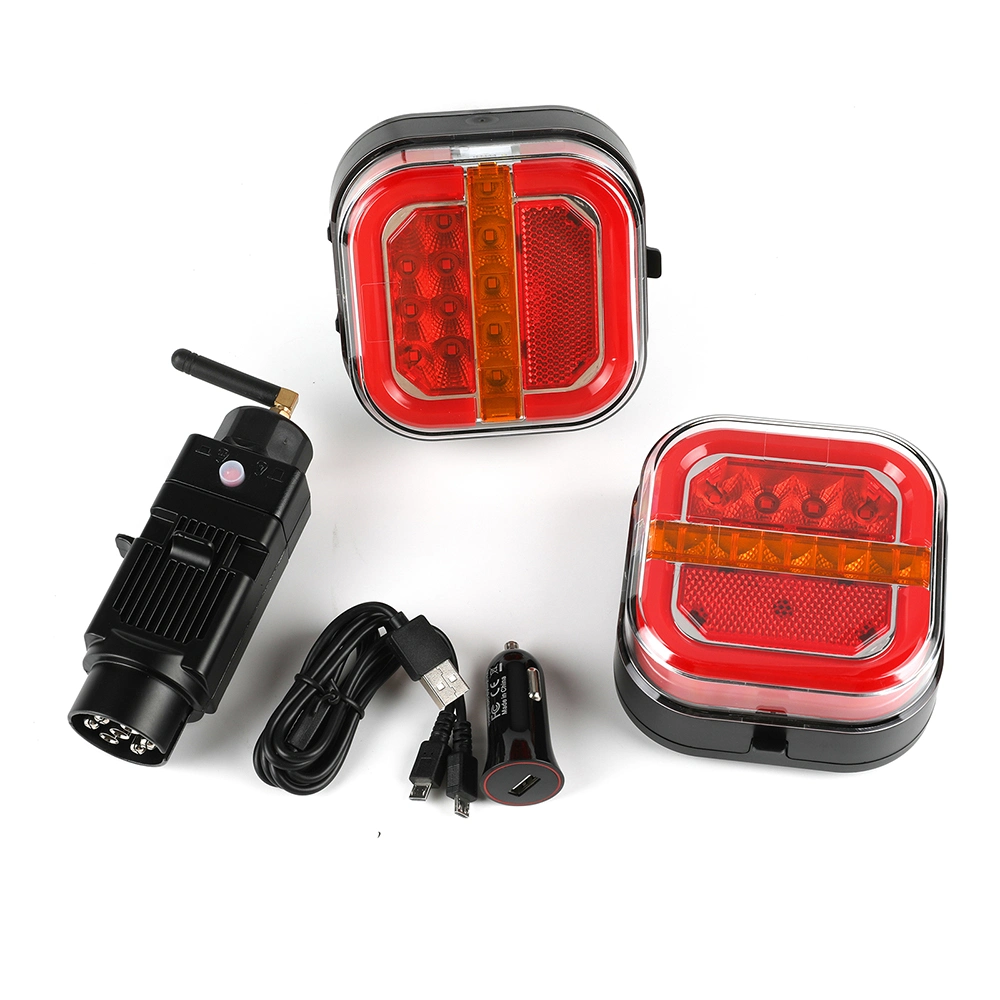 12-24V Magnetic Wireless LED Trailer Tail Lights Kit with 7 Pin Plug Waterproof Magnetic Track Light for Truck Lorry Van RV